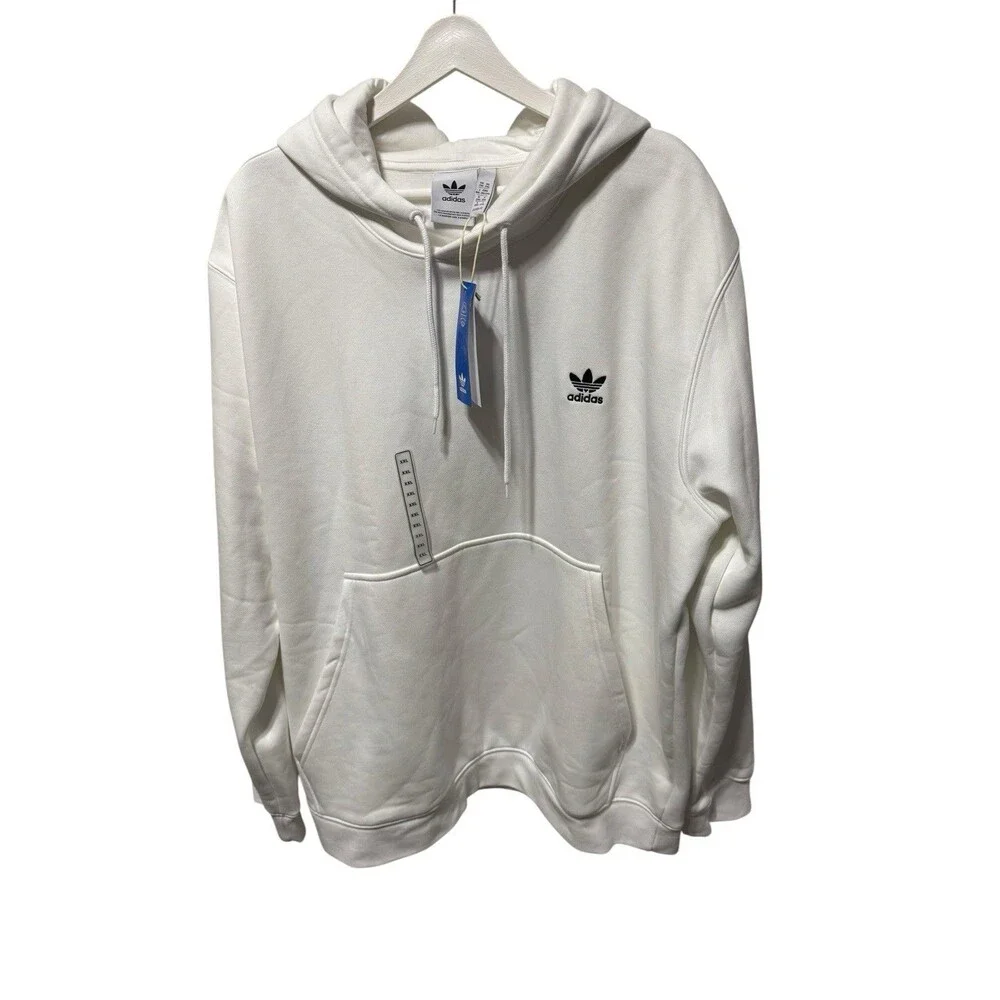 Adidas Men's Size XXL White Essential Hoody Sweatshirt Trefoil NEW